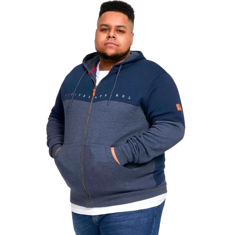 D555 Moreton Herre Cardigan Plus Size - Denim Marl/Navy - 5XL