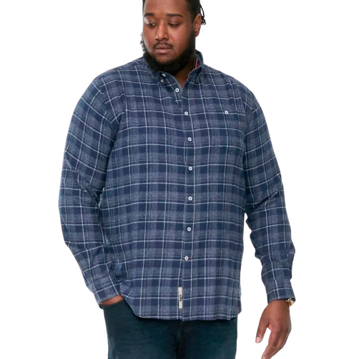 D555 Sonny Herre Skjorte Plus Size - Navy Check - 4XL