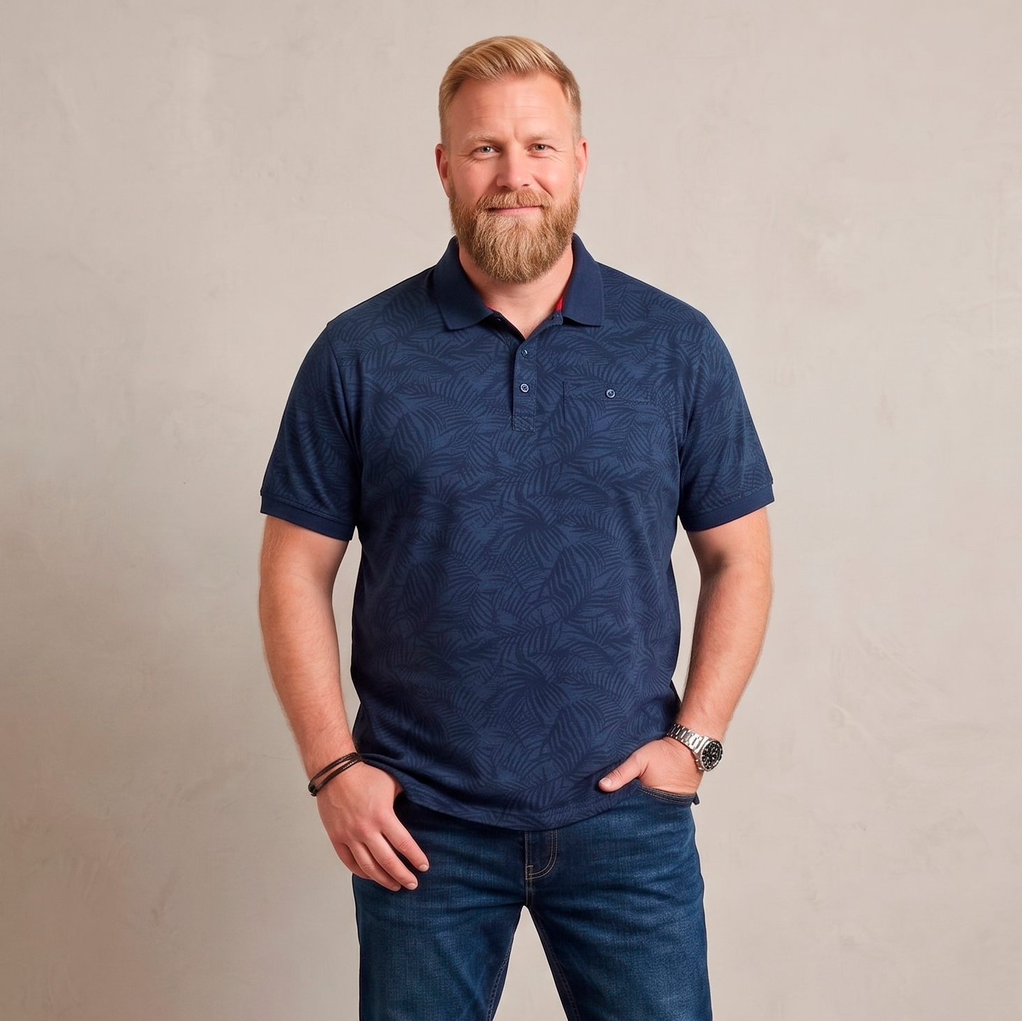 D555 UTTOXETER Herre Polo - Denim - 5XL
