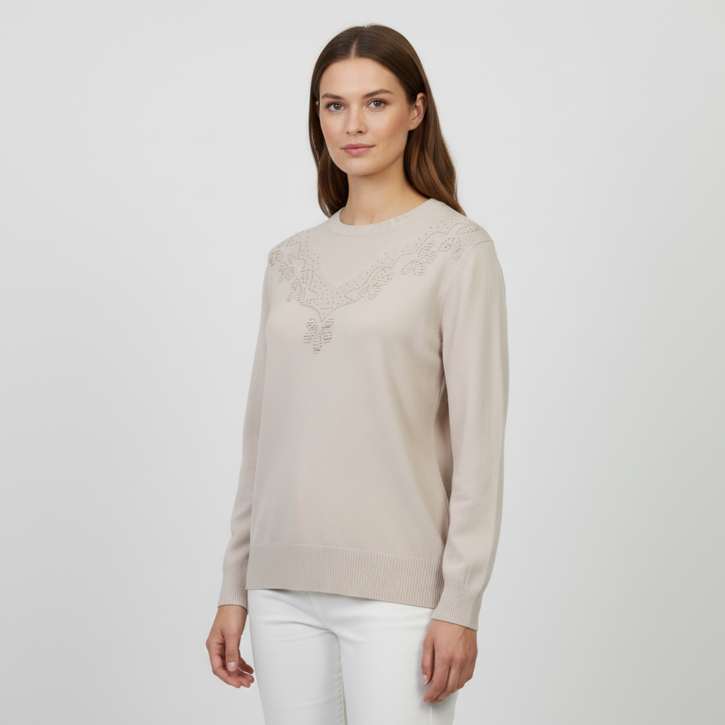 Etoile Dame Striktrøje - OFFWHITE - XL/2XL