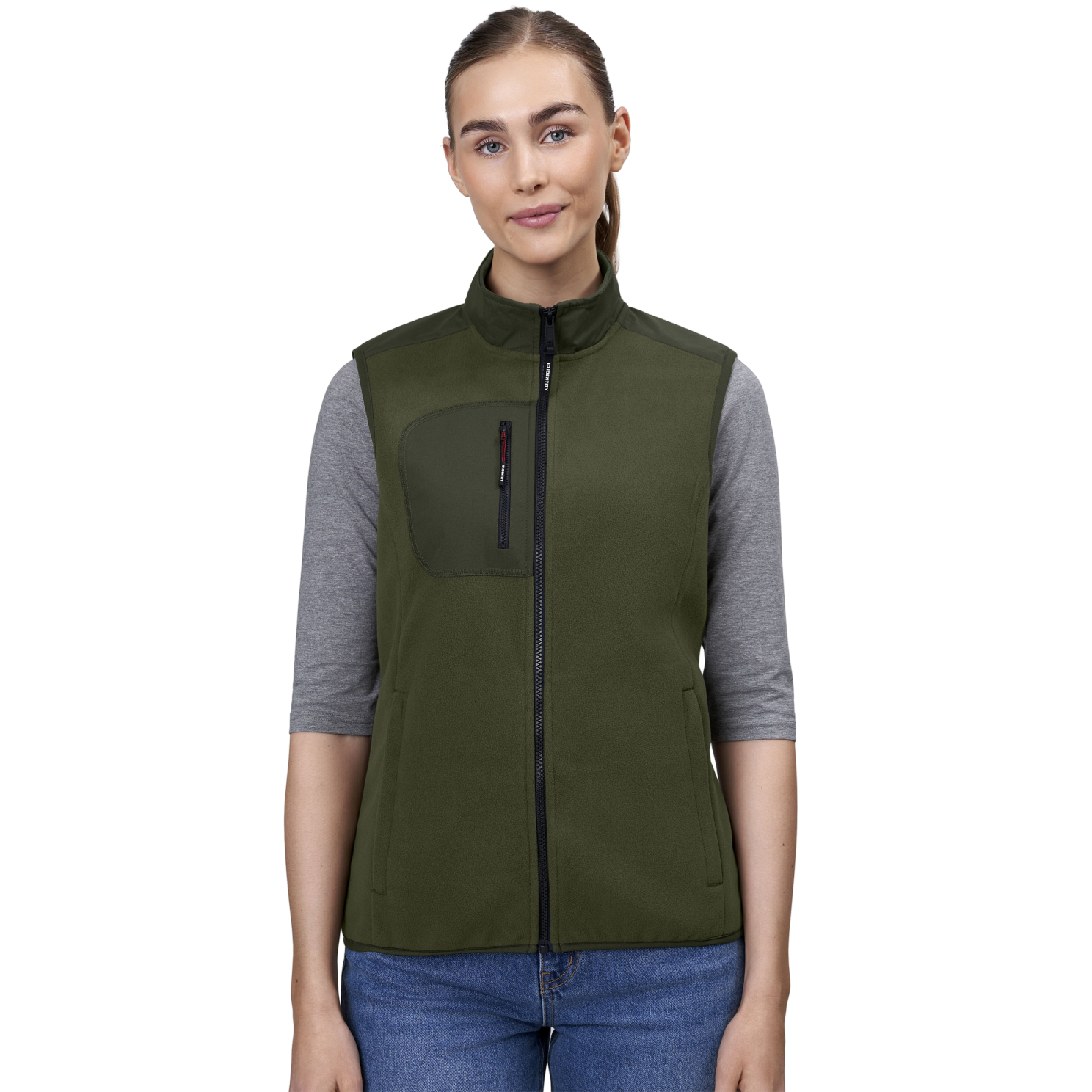 ID Bonded Dame Vest m. fleece - Oliven - XL