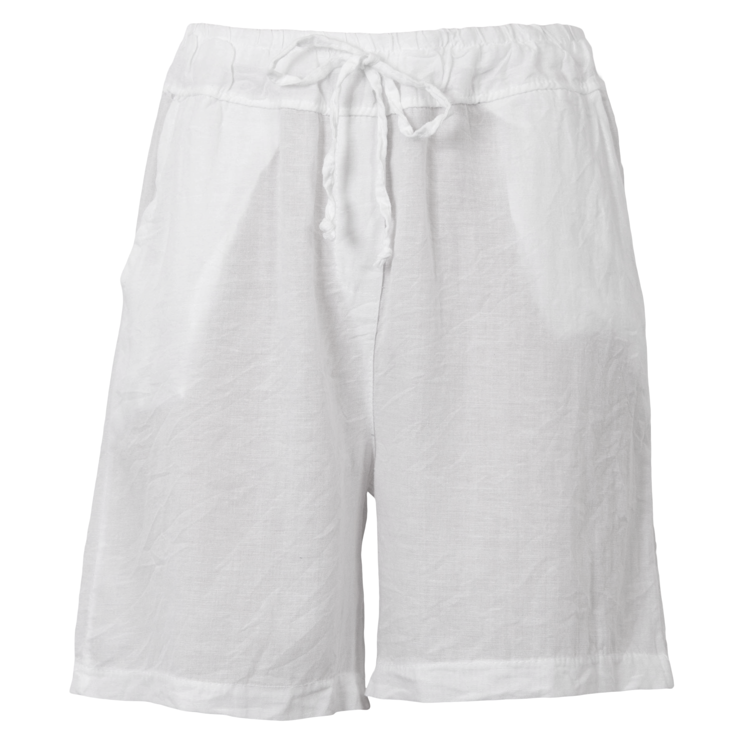 Leonora Dame Shorts i hørmix - Bright White - XL