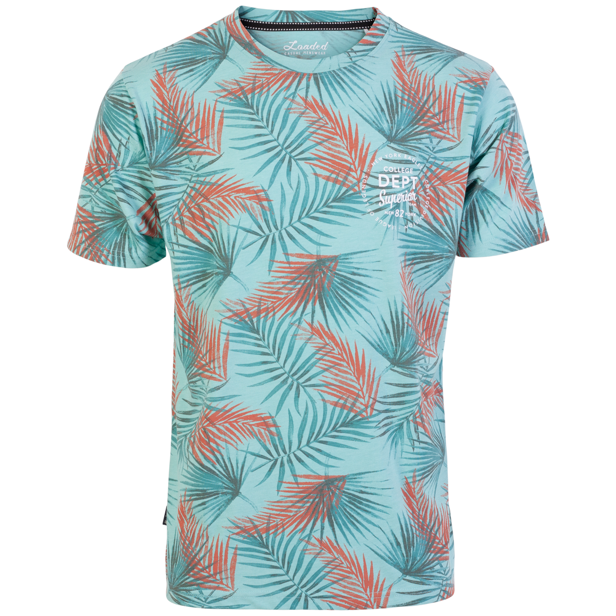 Loaded Herre T-shirt - Aqua Palmes AOP - XL