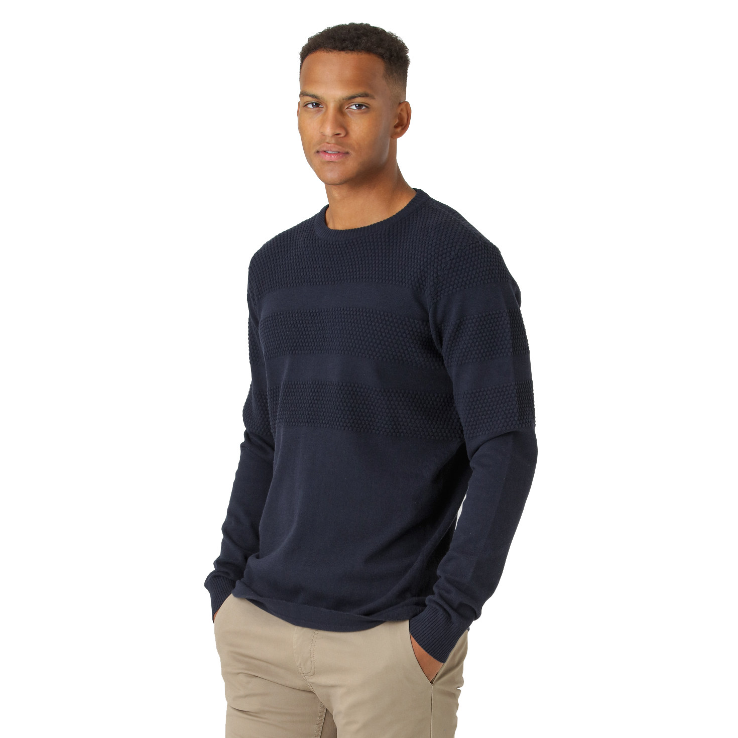 Marcus Affleck Herre Striktrøje - Dark Navy - XL