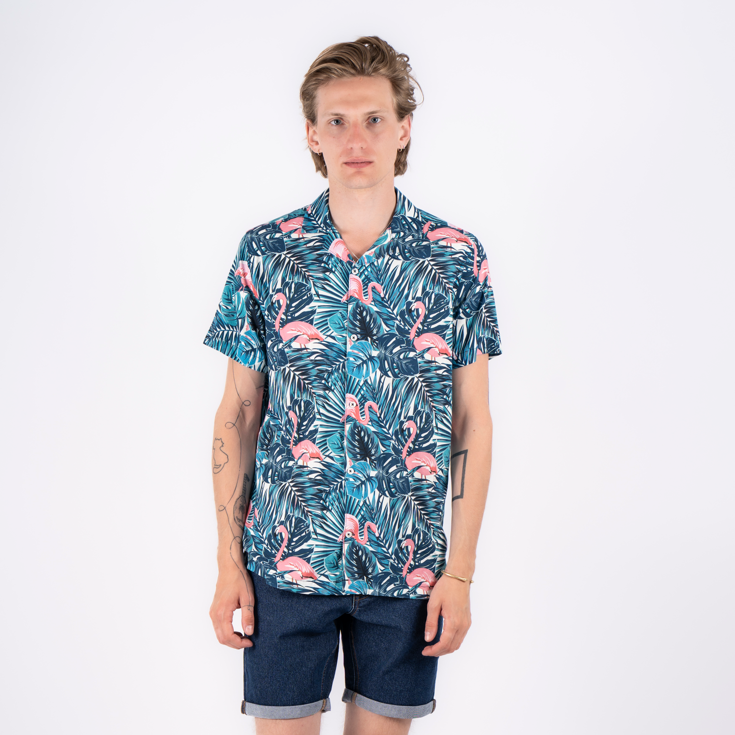 Marcus Boz Herre Kortærmet skjorte - Blue - XL