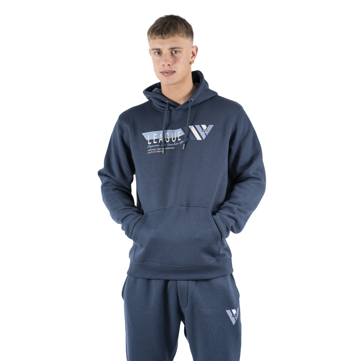 Marcus Colin Herre Sweatshirt m. hætte - Blue largo - XL