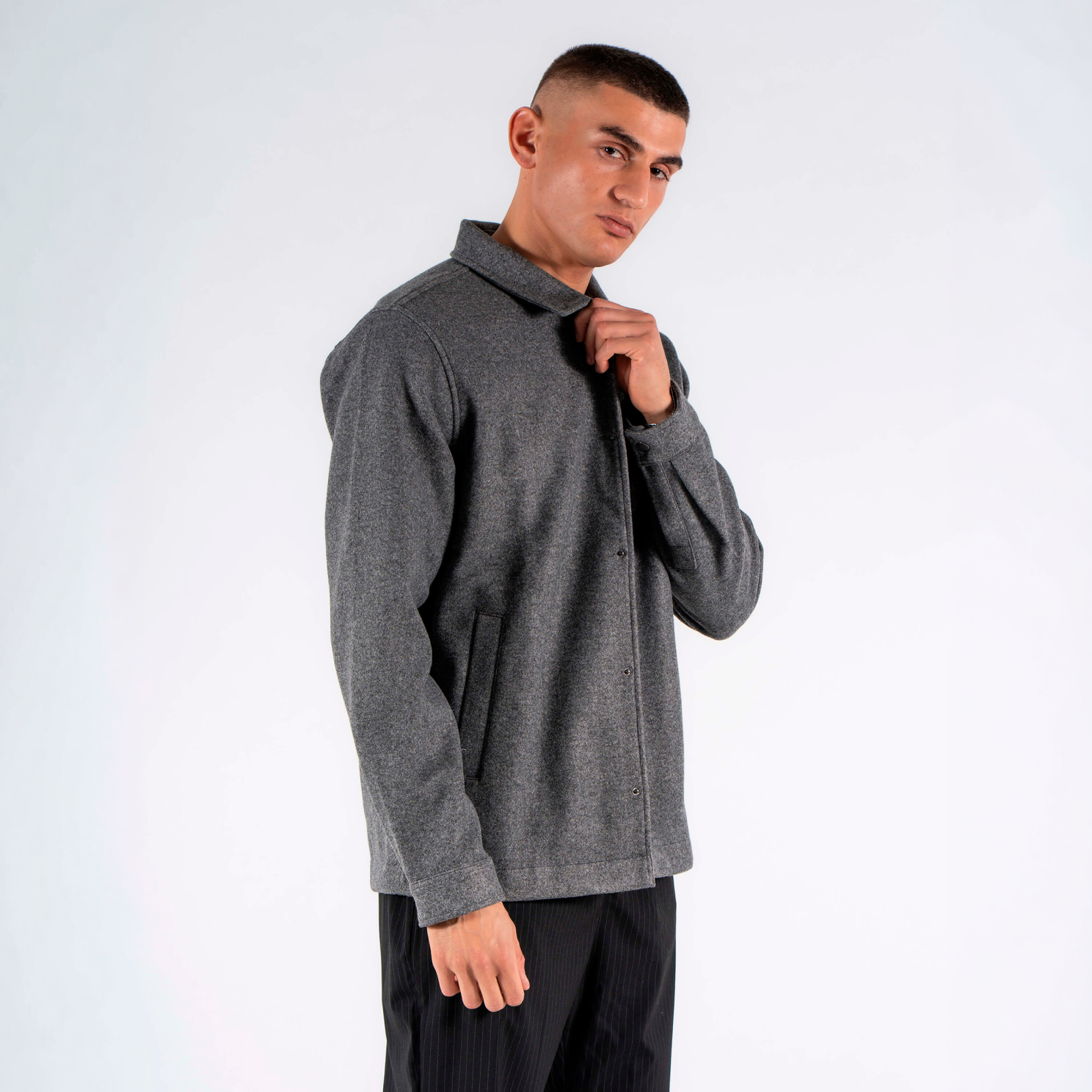 Marcus Herre Overshirt - Grey Melange - XL