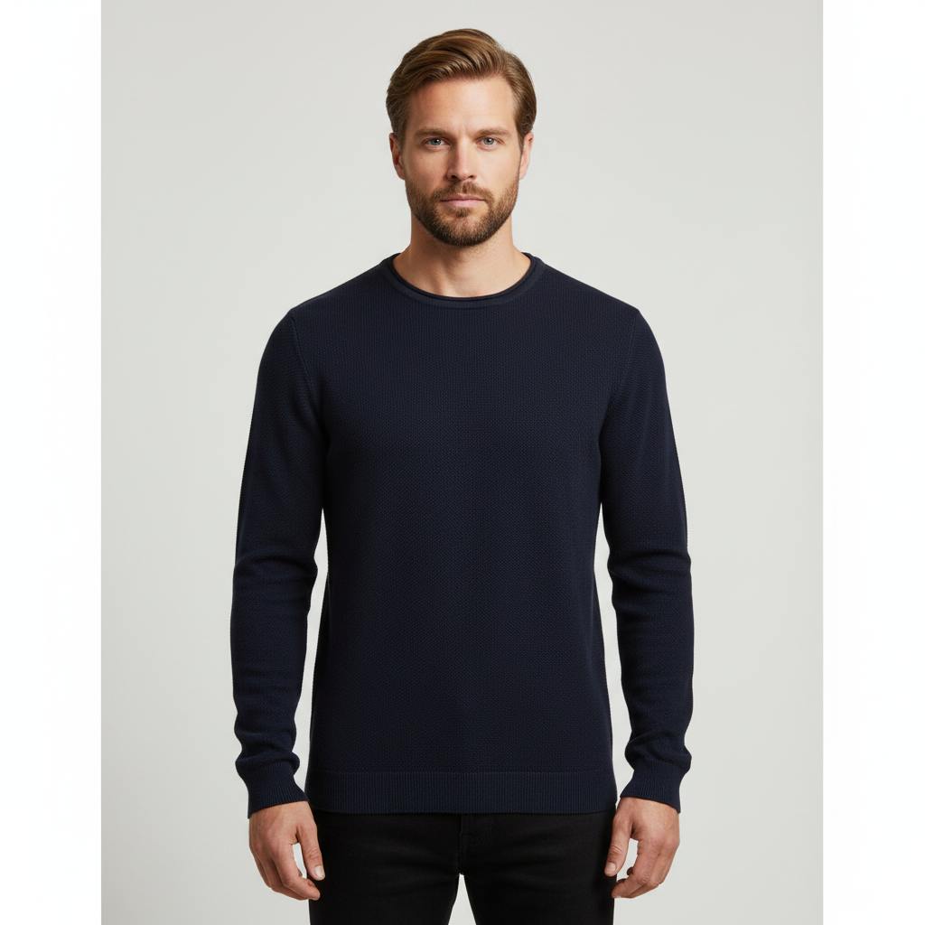 Marcus Langdon Herre Striktrøje - Dark Navy - XL