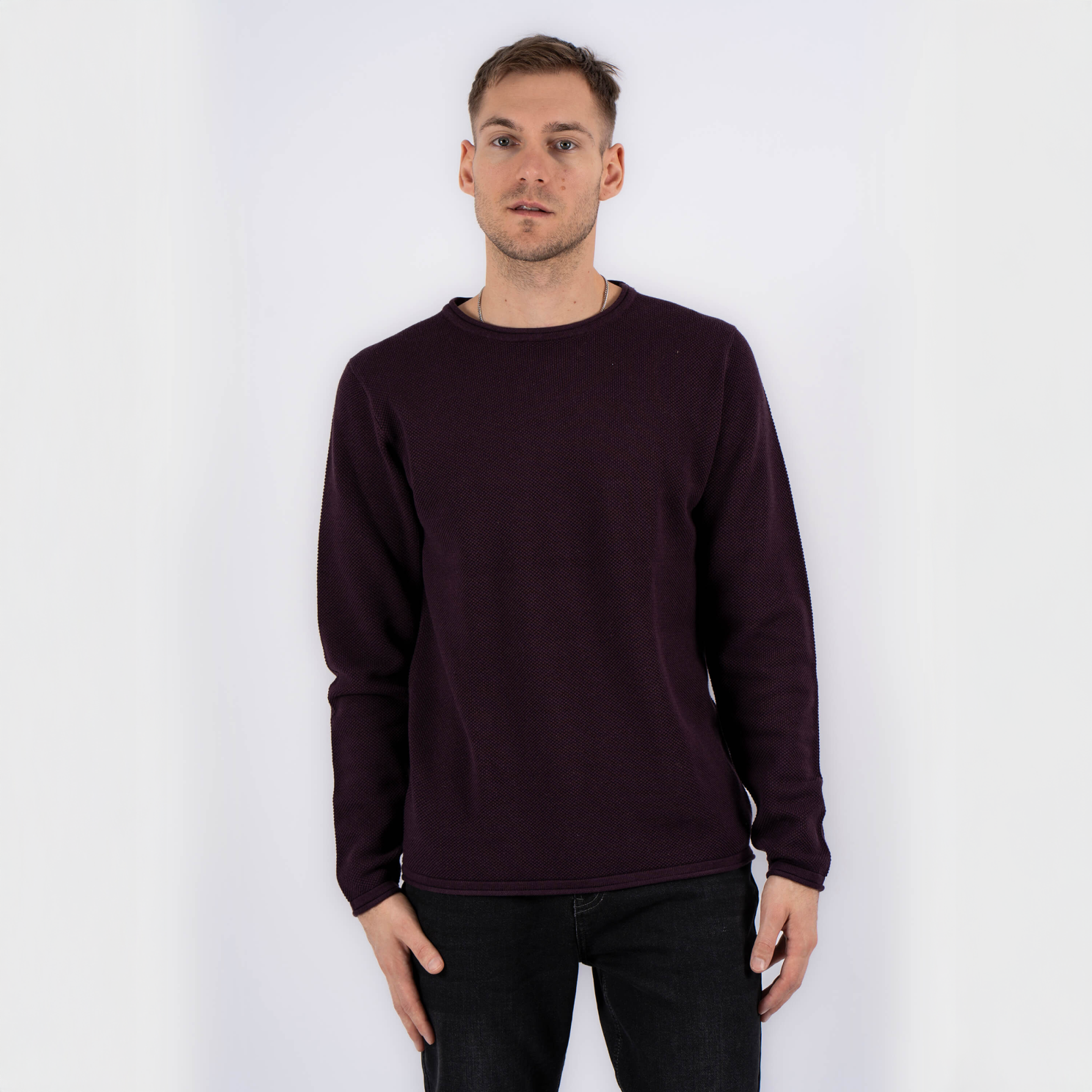 Marcus Langdon Herre Striktrøje - Dark Plum - XL