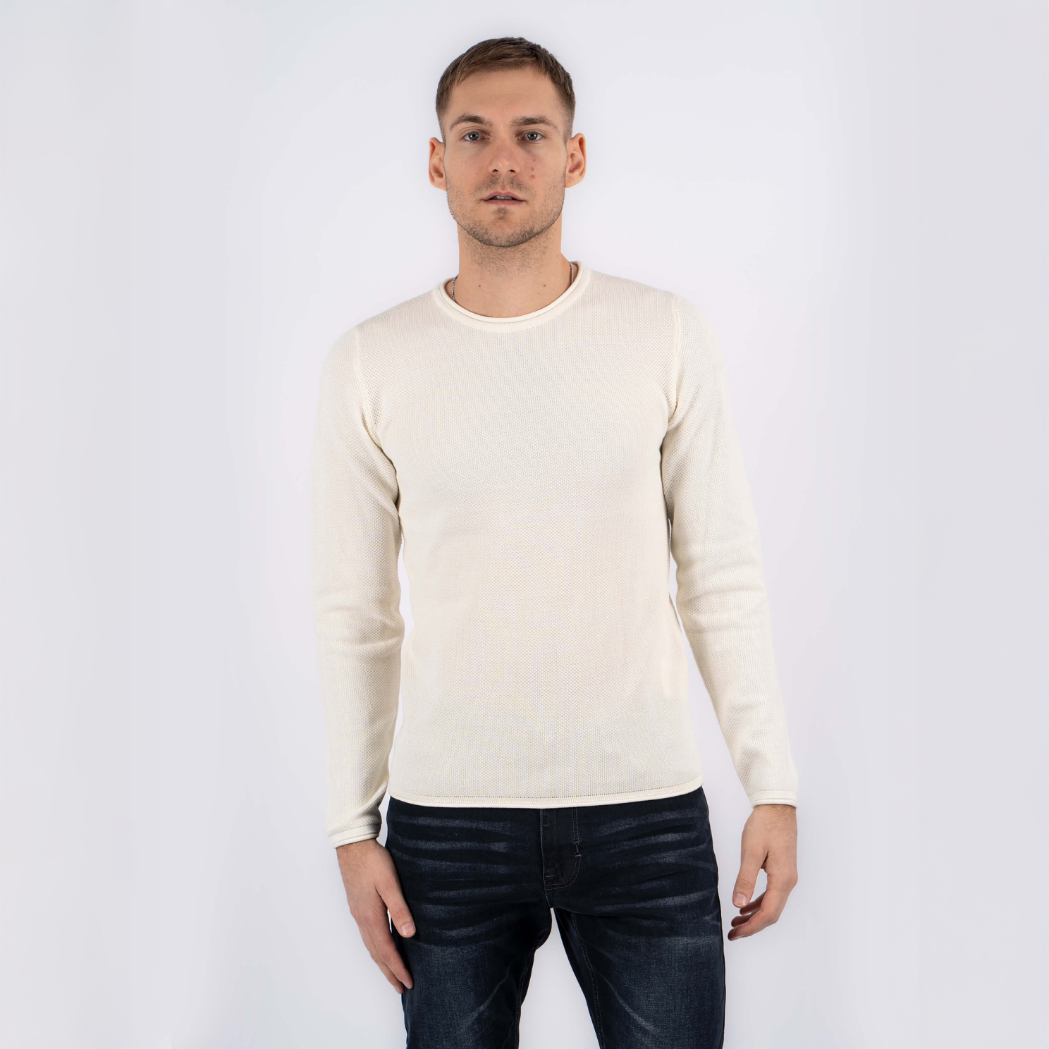 Marcus Langdon Herre Striktrøje - Offwhite - 3XL