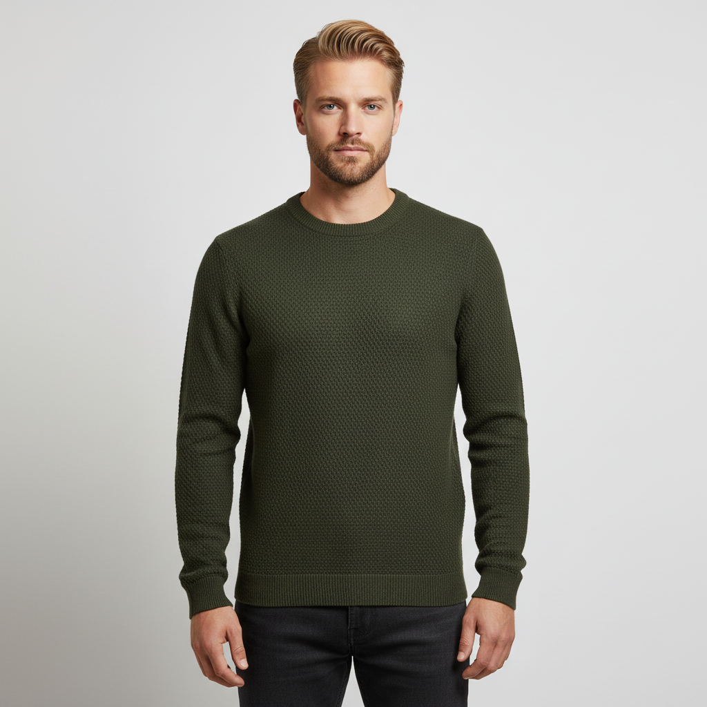 Marcus Langdon Herre Striktrøje - Olive Green Mix - 2XL
