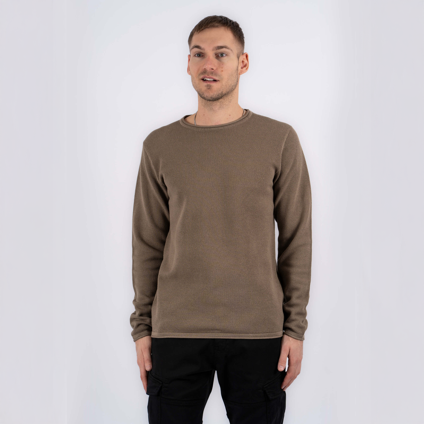 Marcus Langdon Herre Striktrøje - Tobbaco Brown Mix - XL