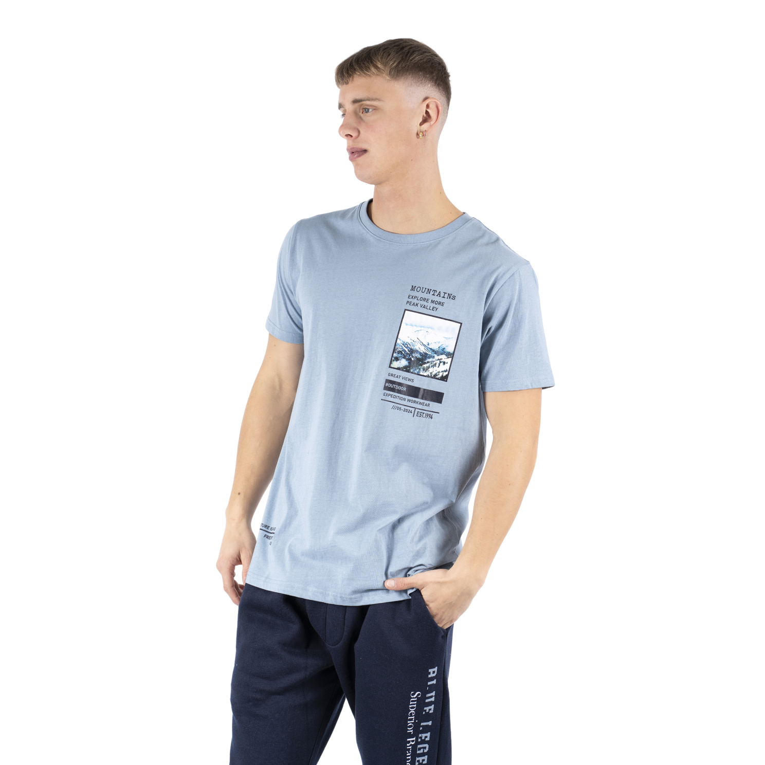 Marcus Paul Herre T-shirt - Faded blue - XL