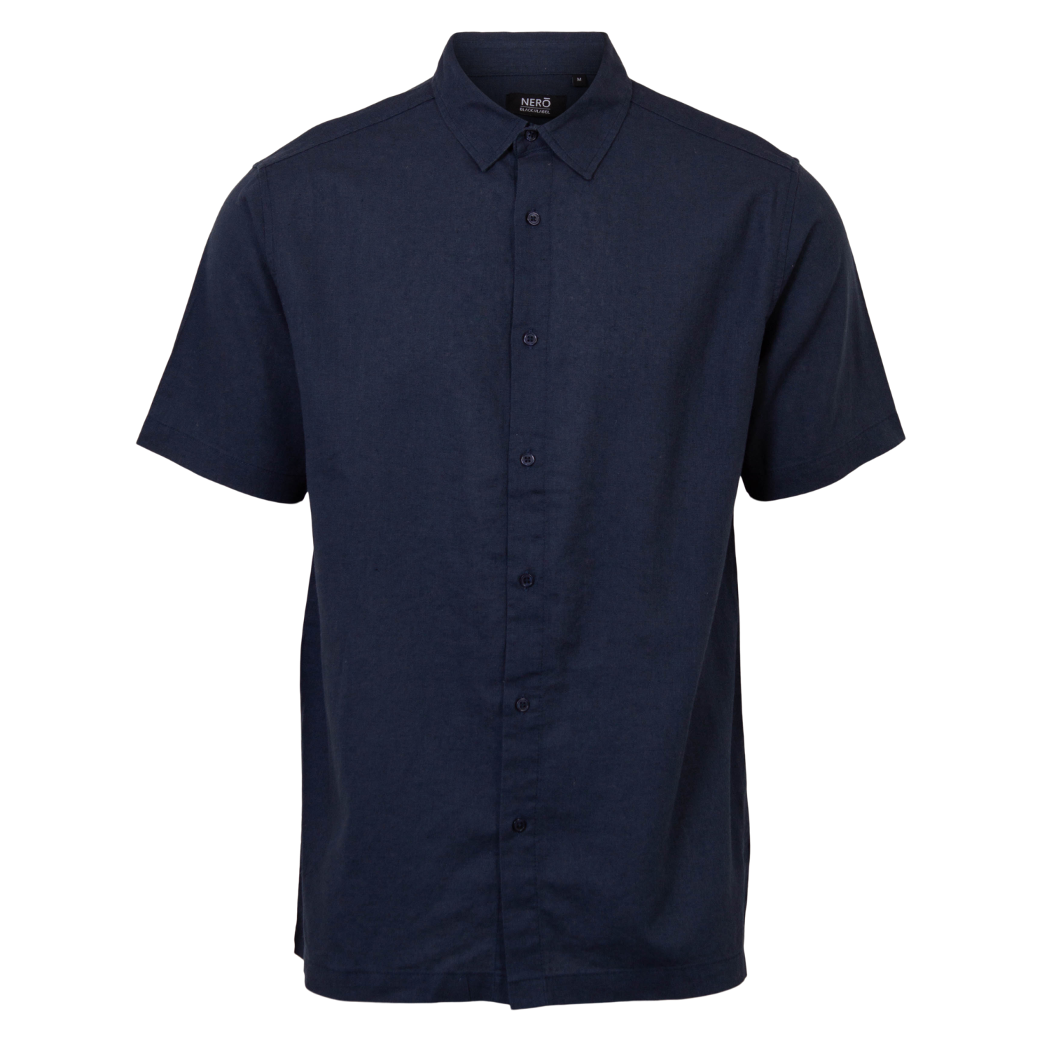 Nero Marco Herre Kortærmet skjorte i hørmix - Blue Nights - 2XL