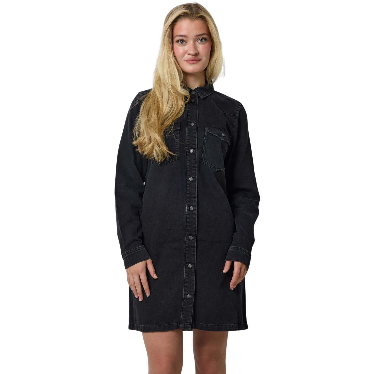 Noisy May Signe Dame Kjole - Black Denim - XL