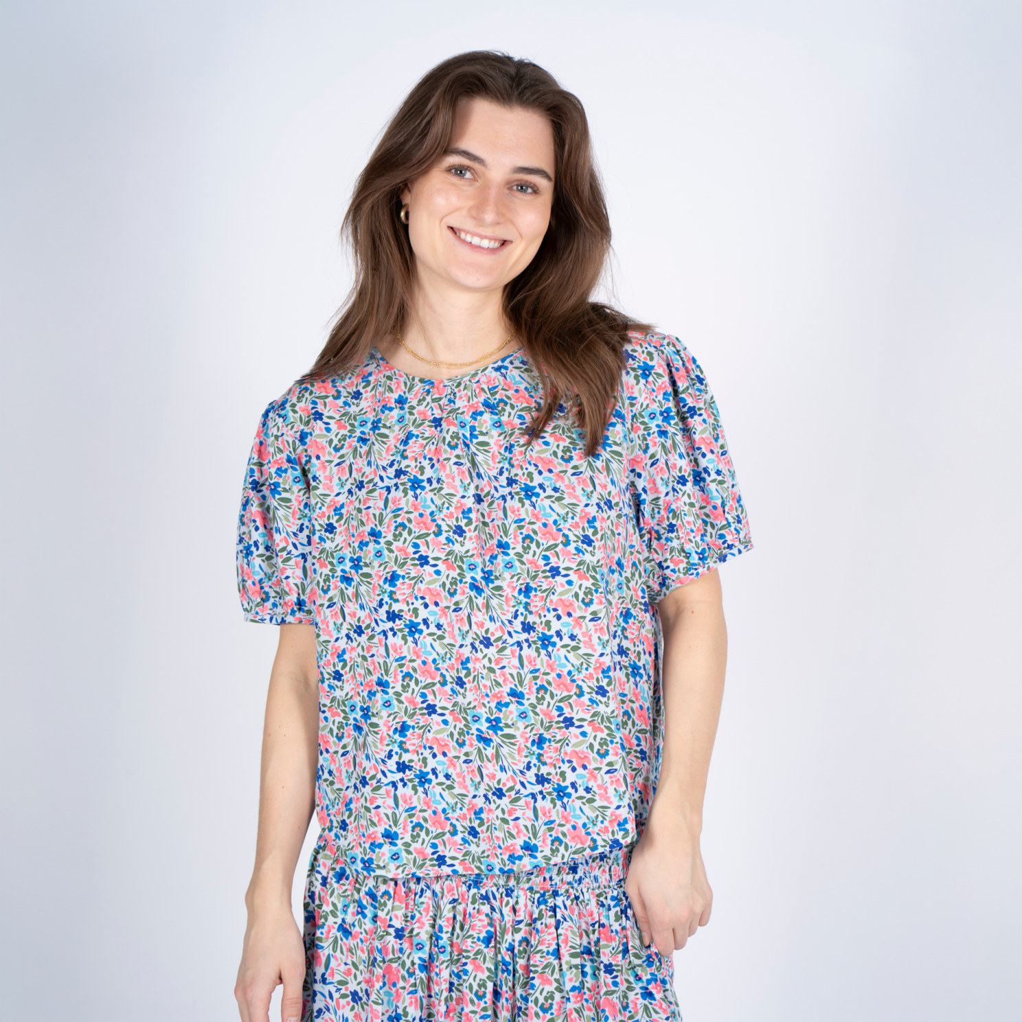 SASIA Alma Dame Bluse - CASHMERE BLUE - 2XL