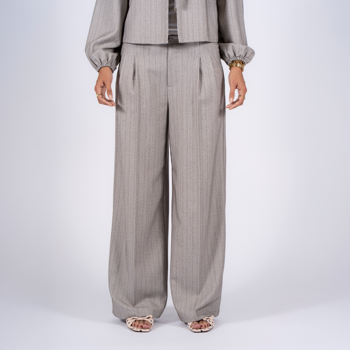 SASIA Audrey Dame Bukser - CEMENT GREY - XL