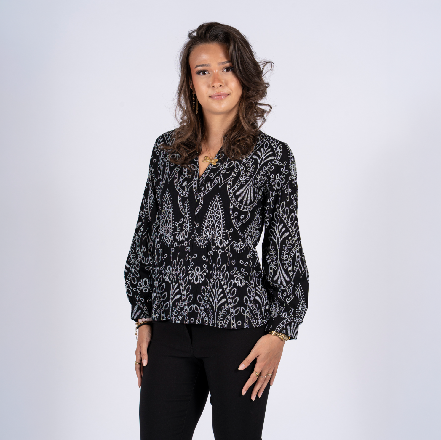 SASIA Aya Dame Bluse - BLACK BEAUTY - XL