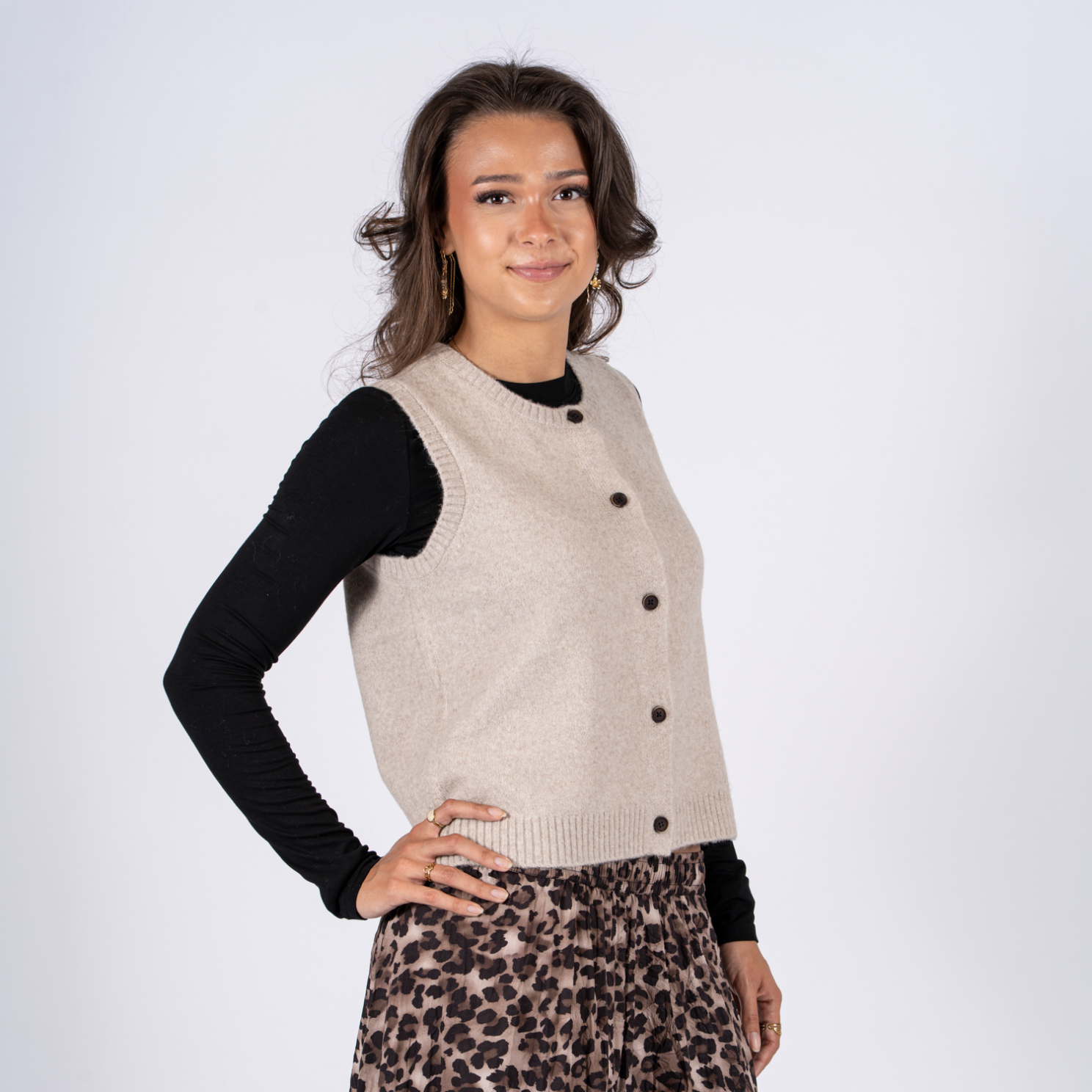 SASIA Bonnie Dame Strikvest - CEMENT GREY - XL