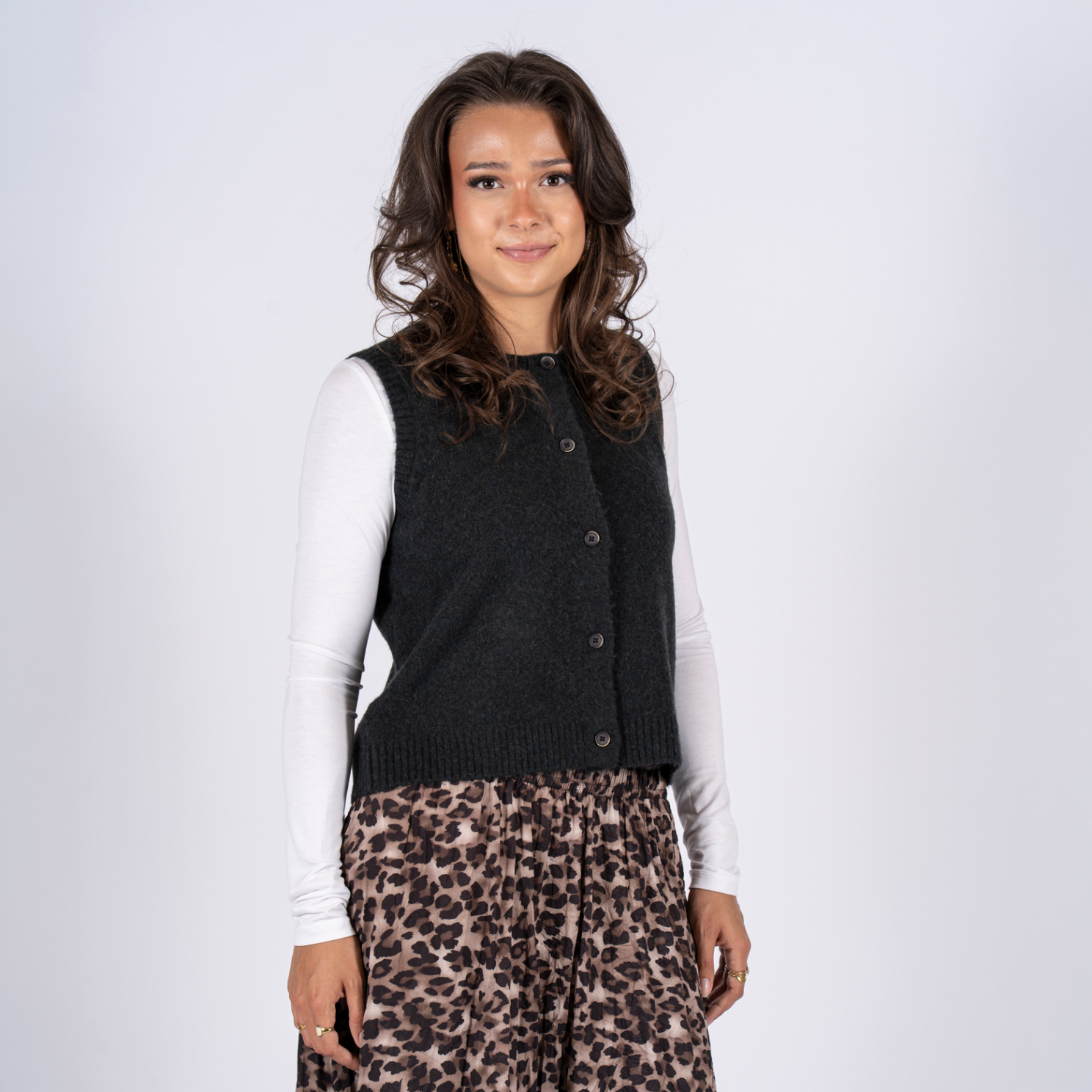 SASIA Bonnie Dame Strikvest - DARK GREY MELANGE - XL