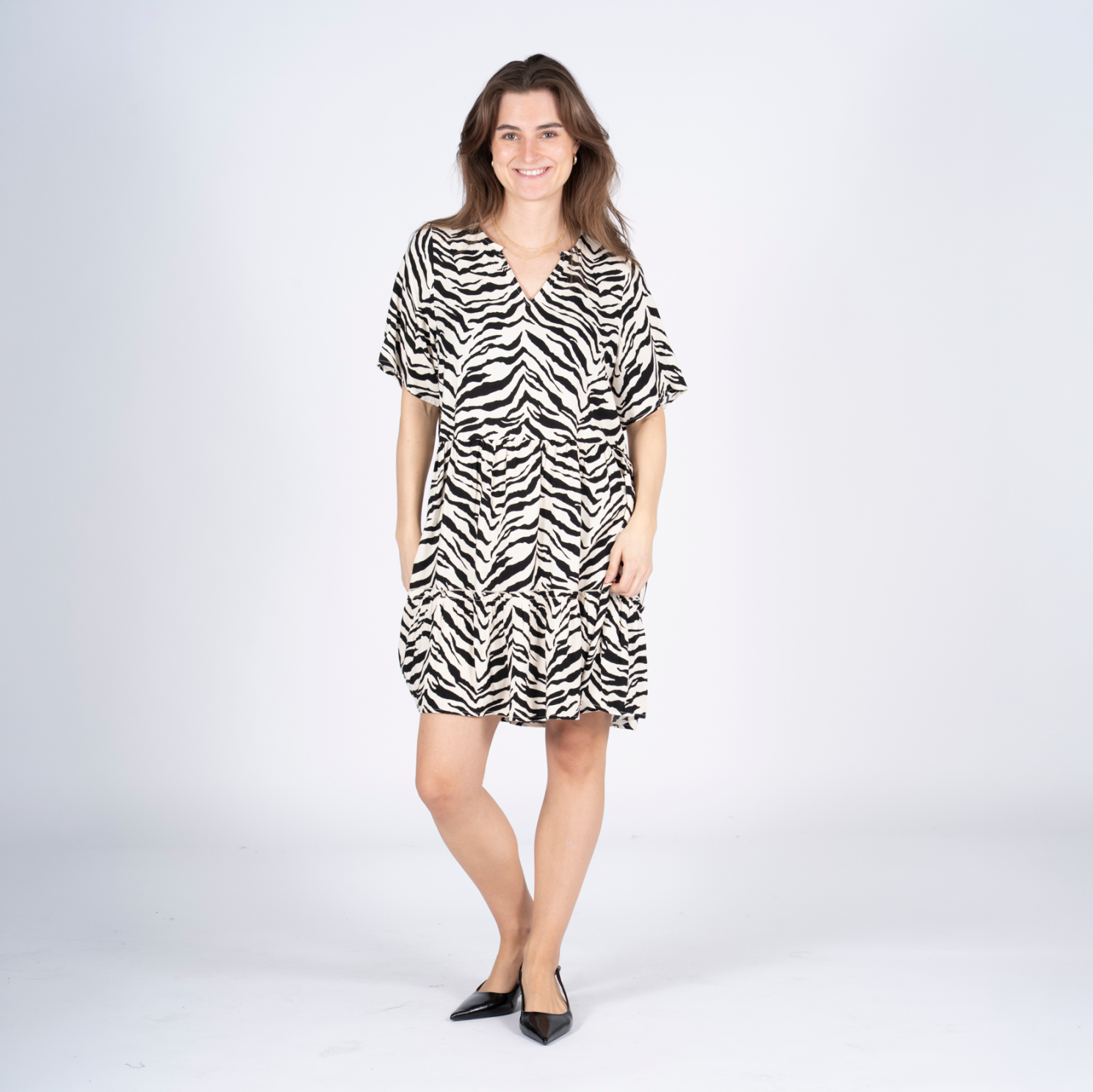 SASIA Felina Dame Kjole - BLACK/SANDSHELL - 2XL