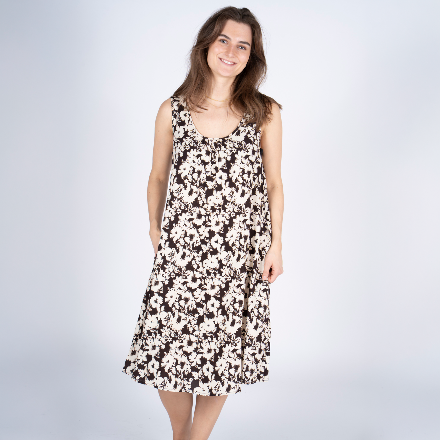 SASIA Felina Dame Kjole - CHOCOLATE TORTE BROWN - 4XL