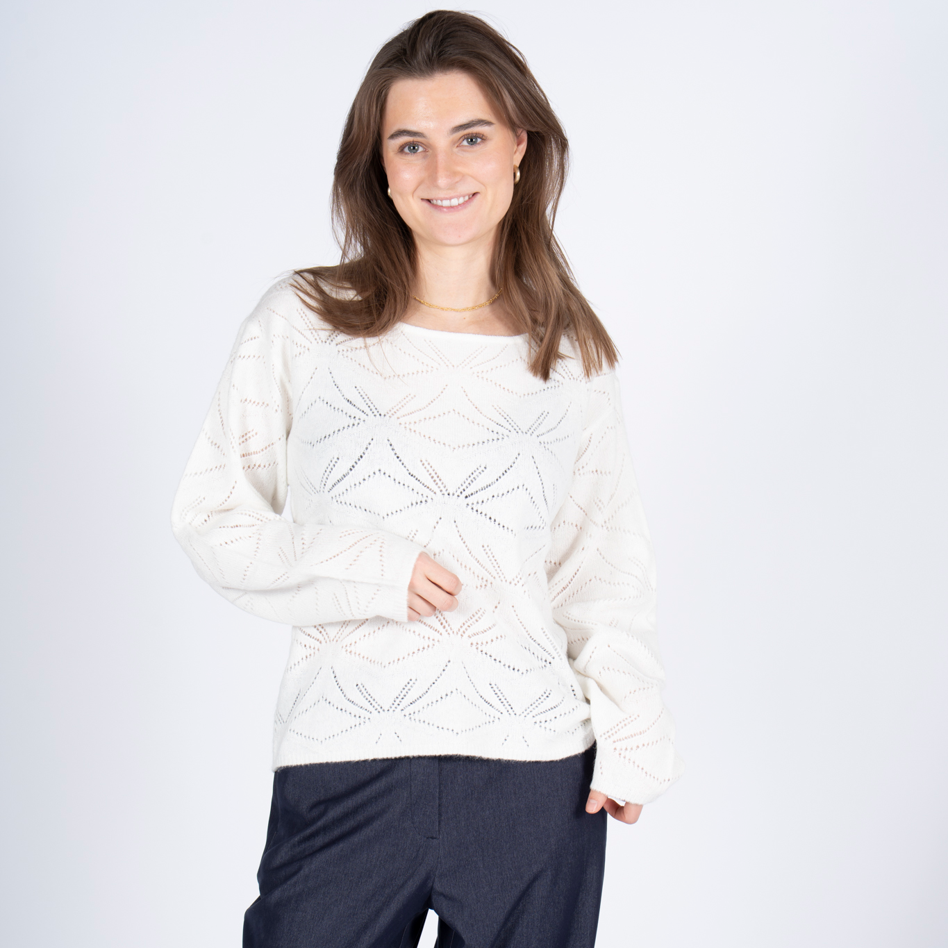 SASIA Gora Dame Striktrøje - CLOUD DANCER WHITE - XL
