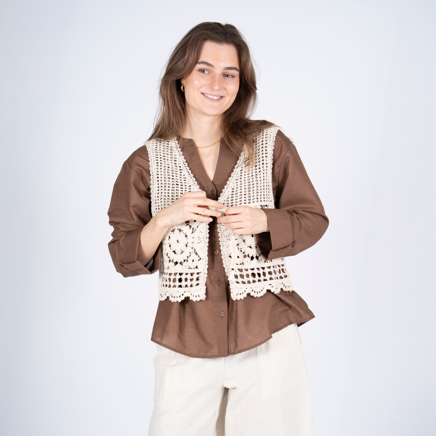 SASIA Lorna Dame Vest - SANDSHELL BEIGE - L/XL
