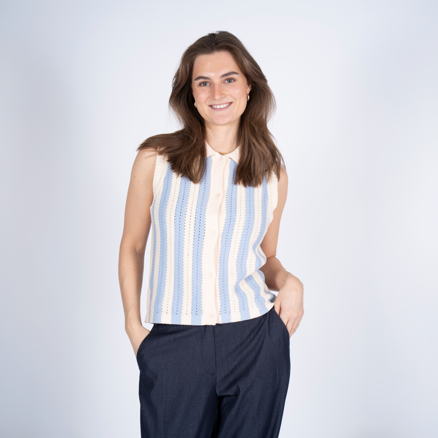 SASIA Mina Dame Strikvest - CASHMERE BLUE - 2XL