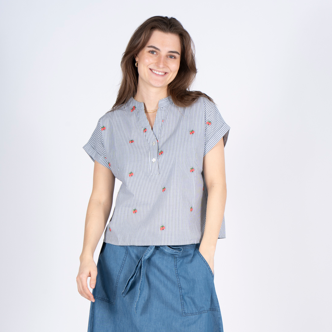 SASIA Peaches Dame Bluse - CASHMERE BLUE - 2XL