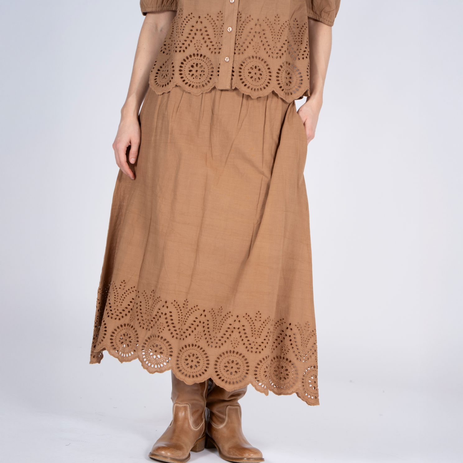 SASIA Penelope Dame Nederdel - TOASTED COCONUT BROWN - XL