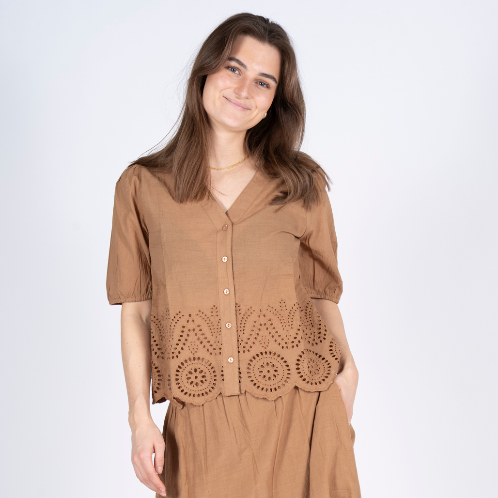 SASIA Penelope Dame Skjorte - TOASTED COCONUT BROWN - 3XL