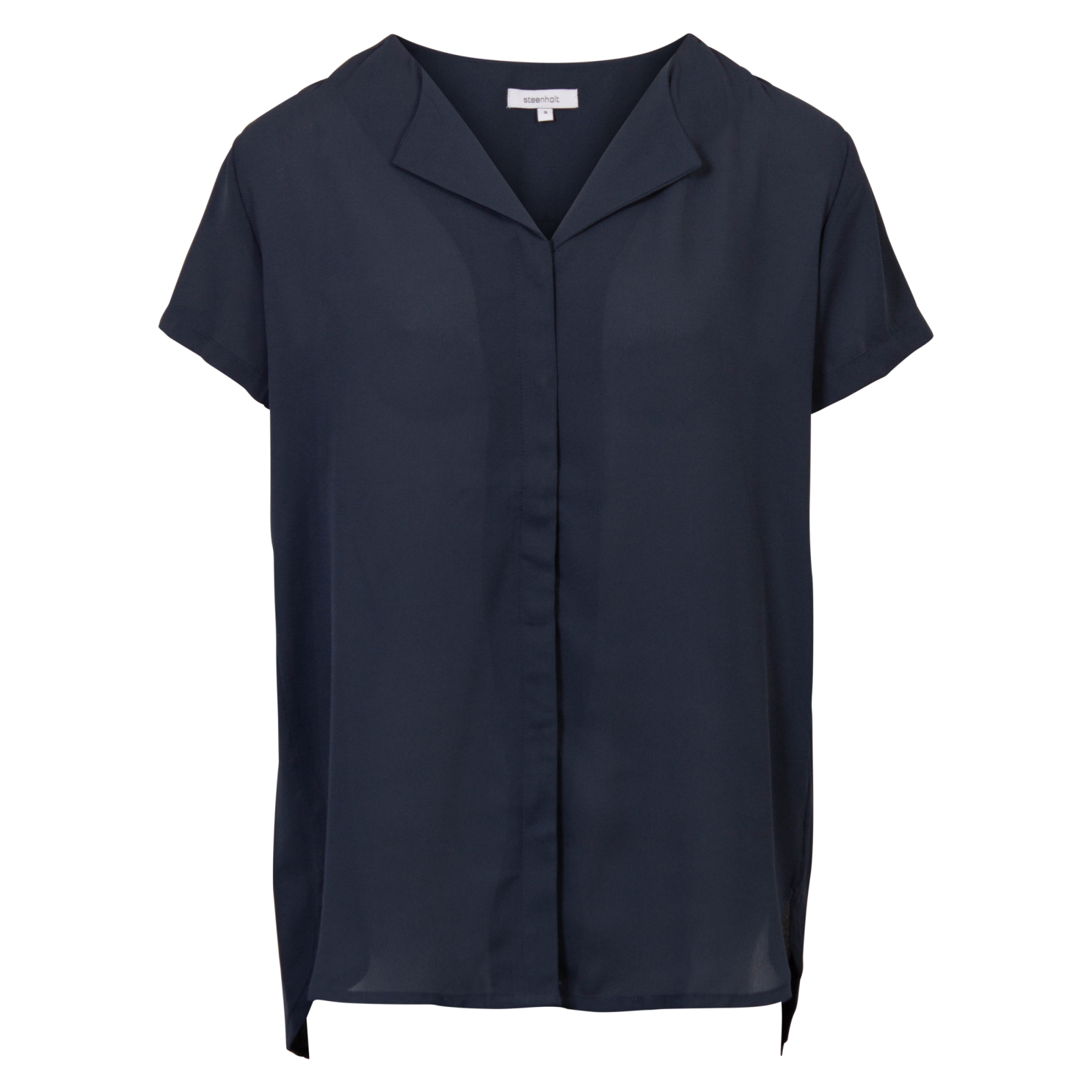 Steenholt Clara Dame Kortærmet bluse Plus Size - Navy - 54
