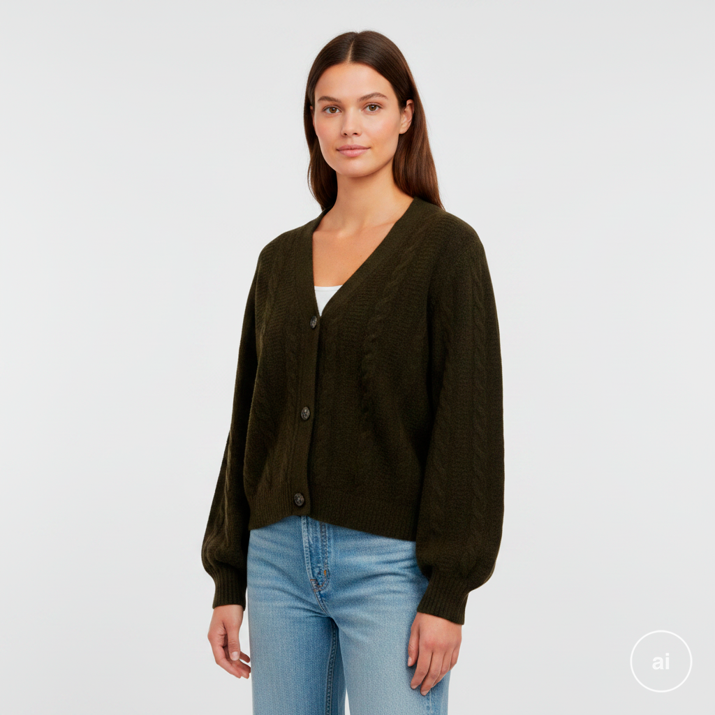 Steenholt Gora Dame Cardigan - DARK OLIVE - 2XL