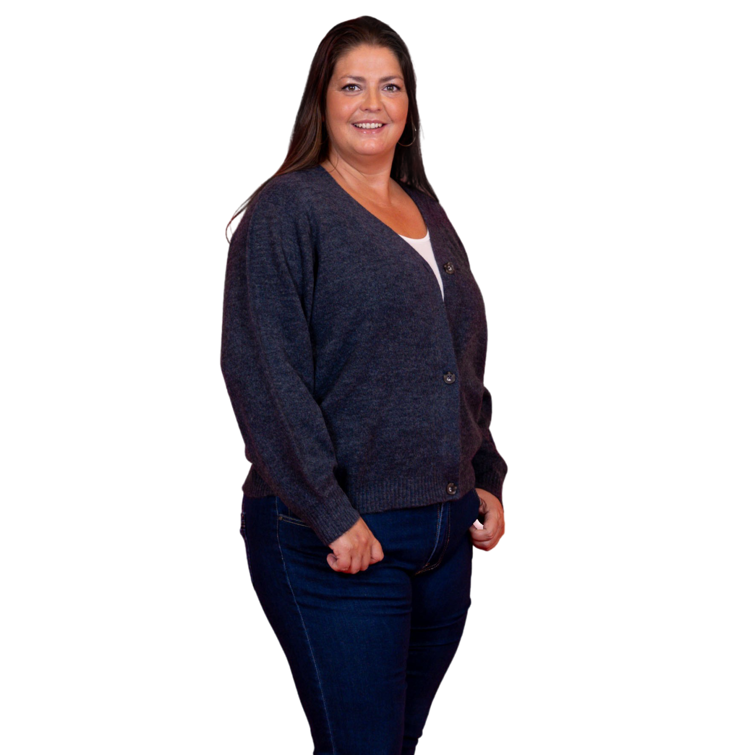 Steenholt Gora Dame Cardigan Plus Size - Blue Nights - 46