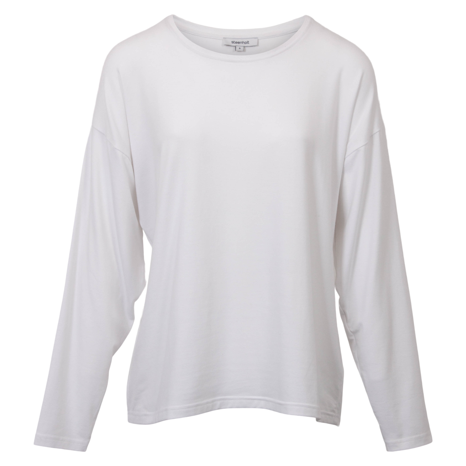 Steenholt Joan Dame Langærmet t-shirt Plus Size - Bright White - 44