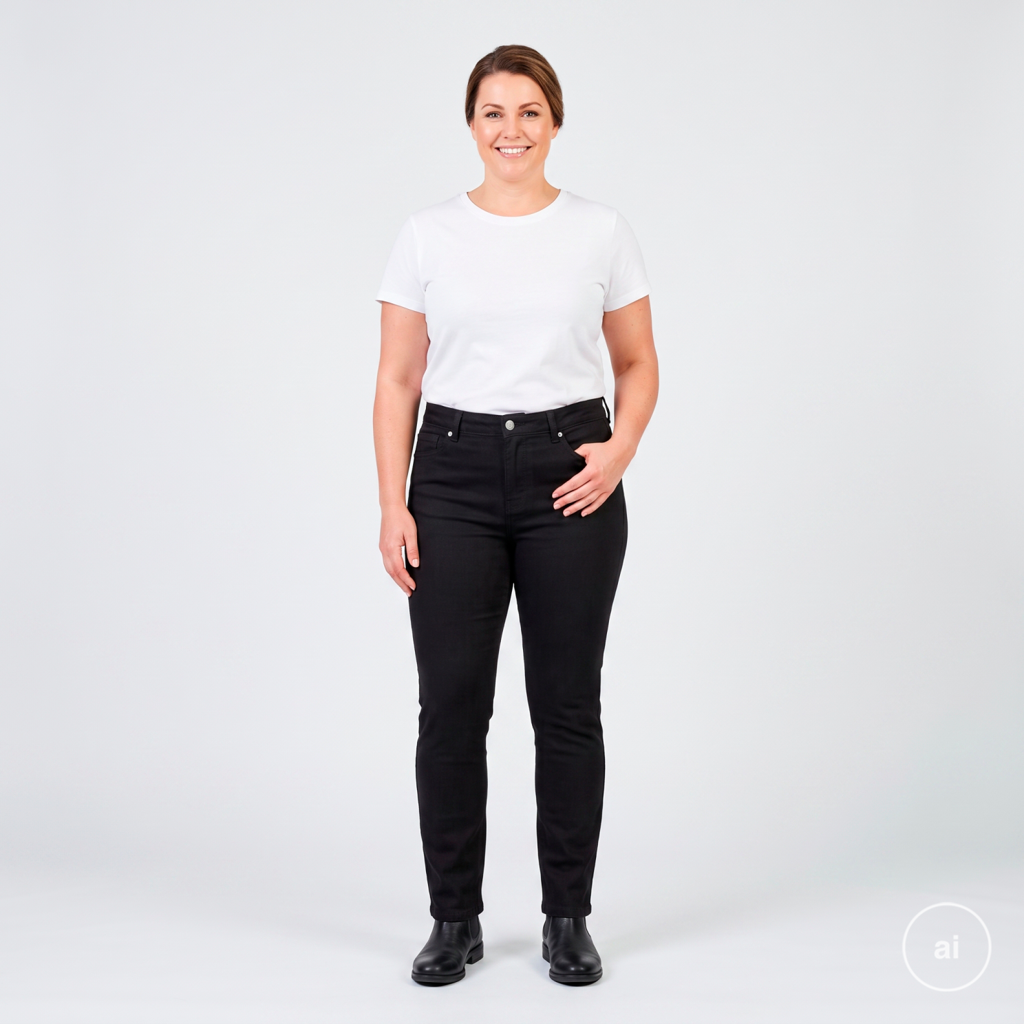 Steenholt Laura Dame Jeans Plus Size - Black - 48/32