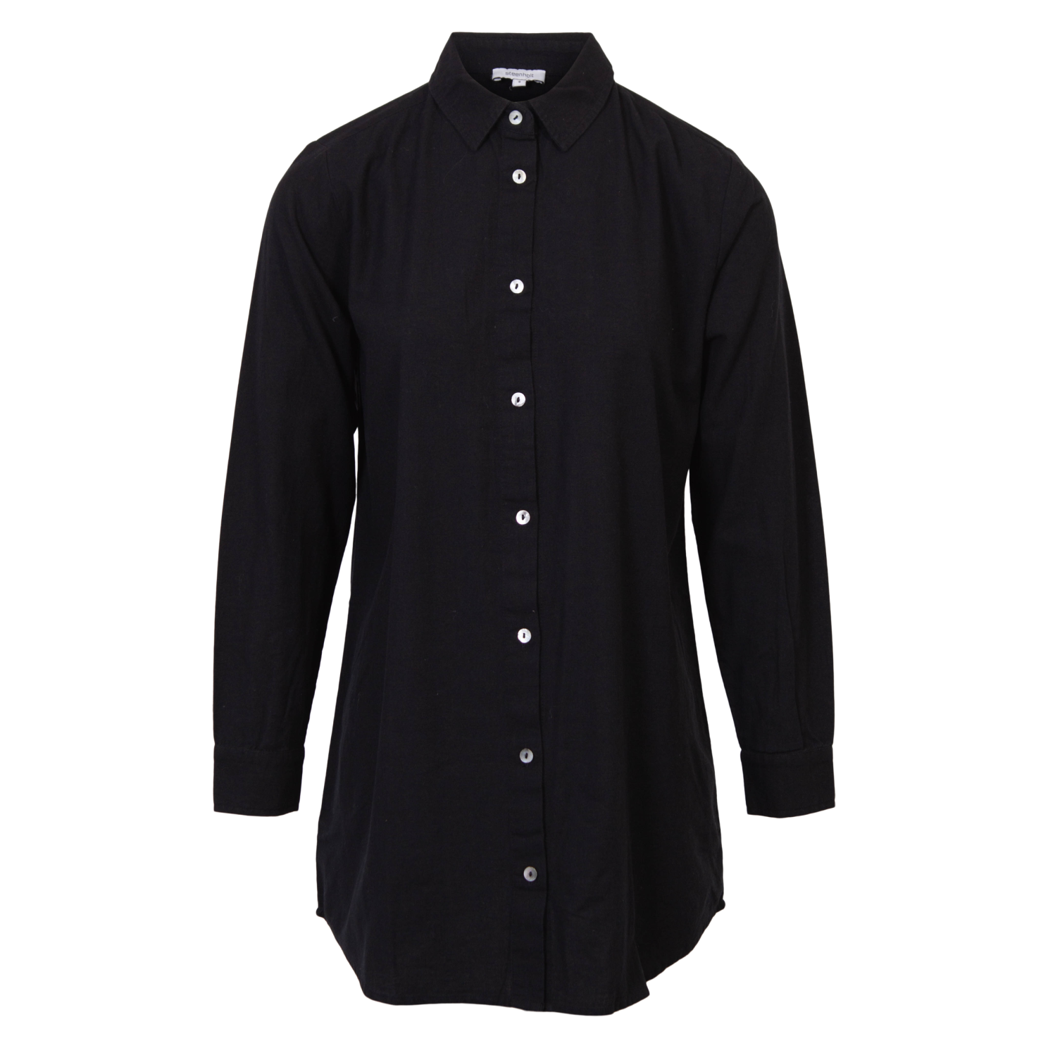 Steenholt Linett Dame Skjorte i hørmix Plus Size - Black - 54