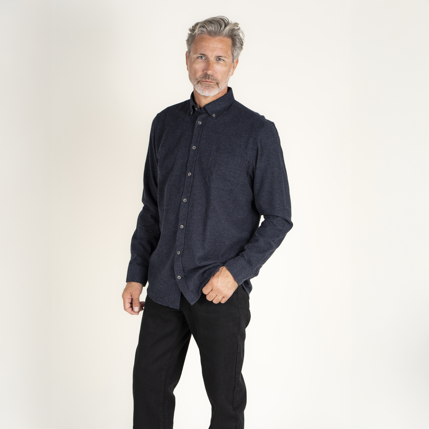 Vito Barny Herre Skjorte - Dk.navy mix - XL/43/44