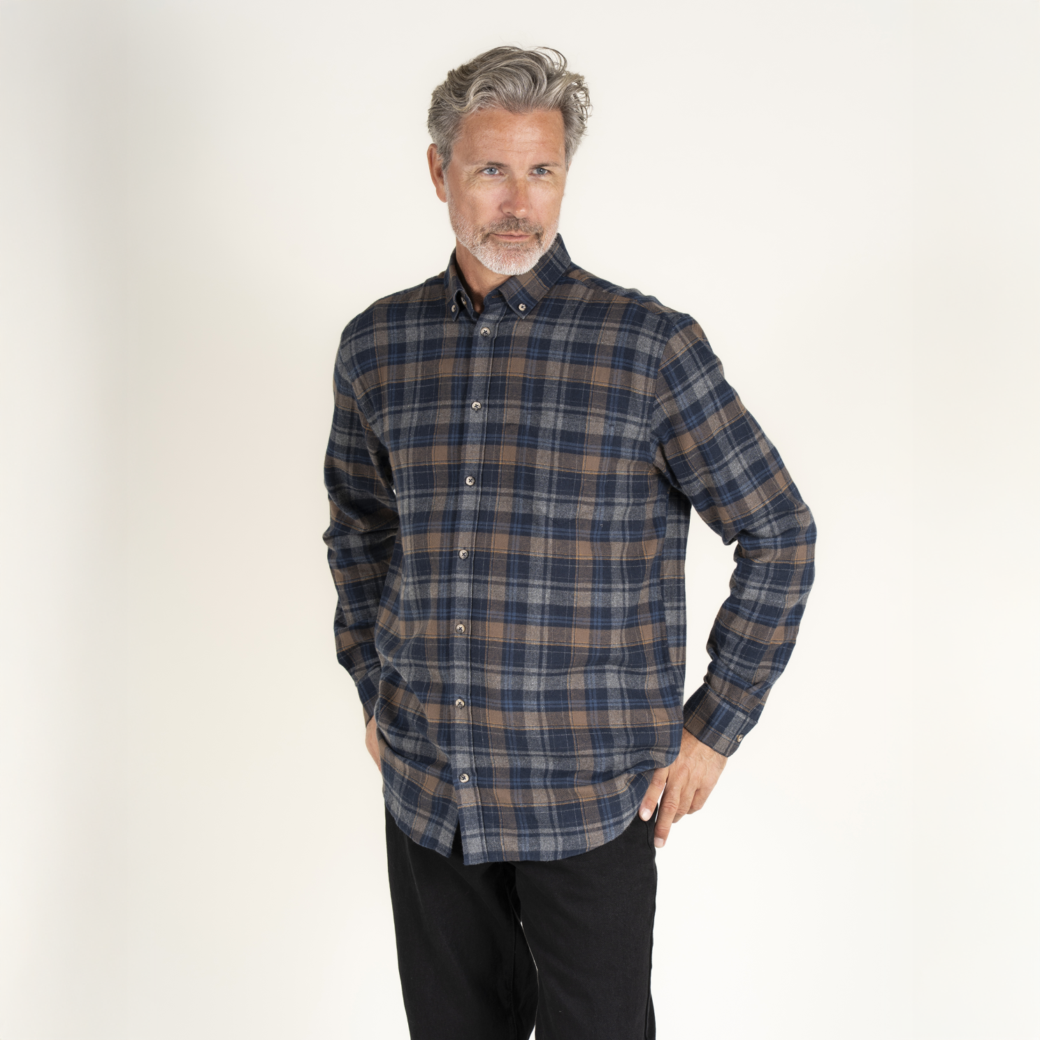 Vito Farmer Herre Skjorte - Mid Brown - 2XL/45/46