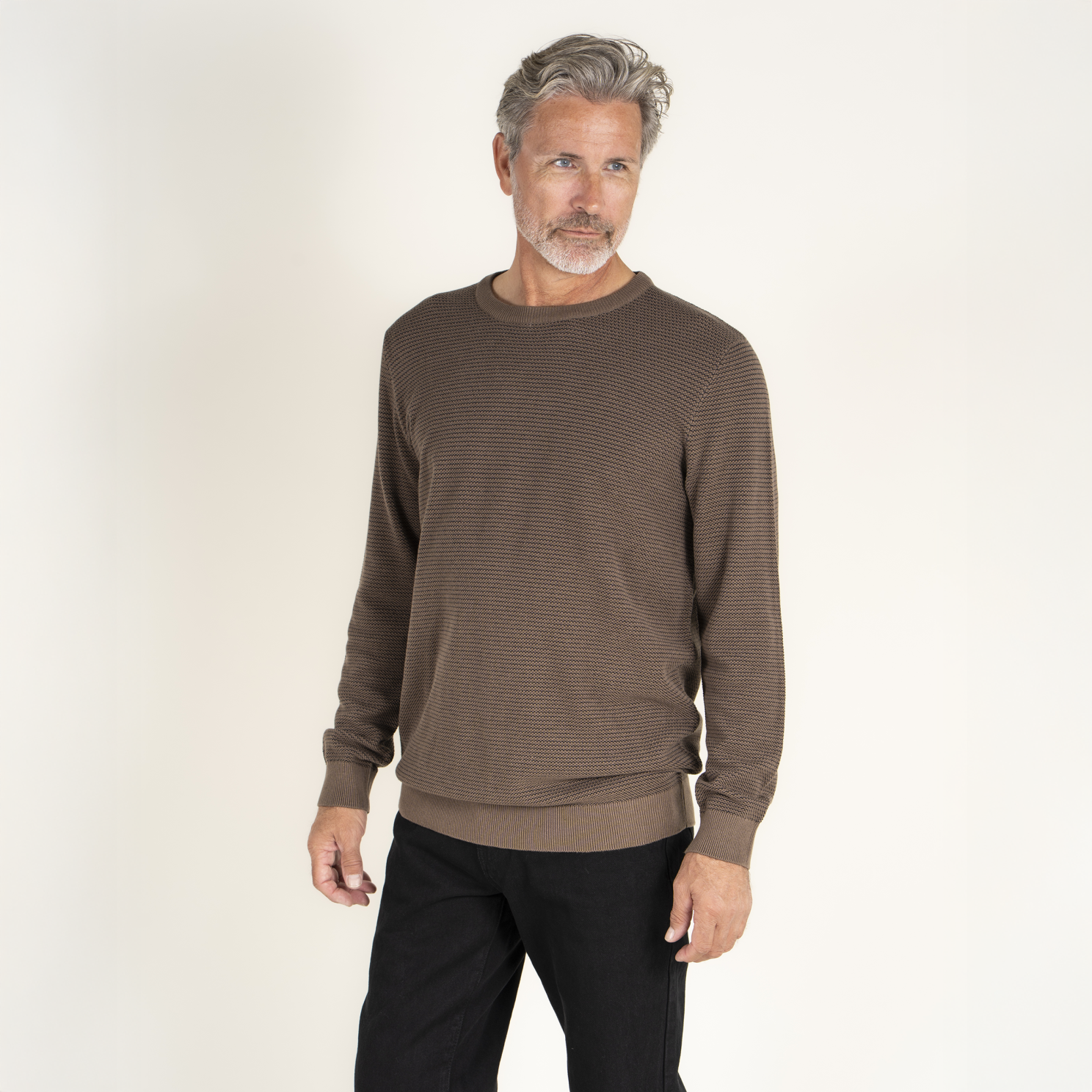 Vito Viggo Herre Striktrøje - Mid Brown - XL
