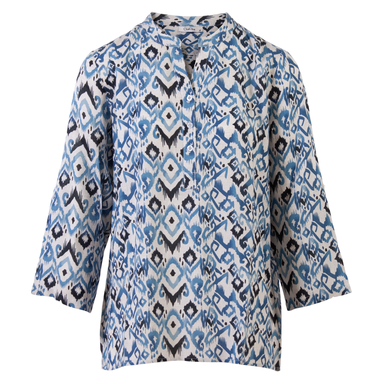 ZbyZ Dame Bluse Plus Size - Blue Combi - 54/56