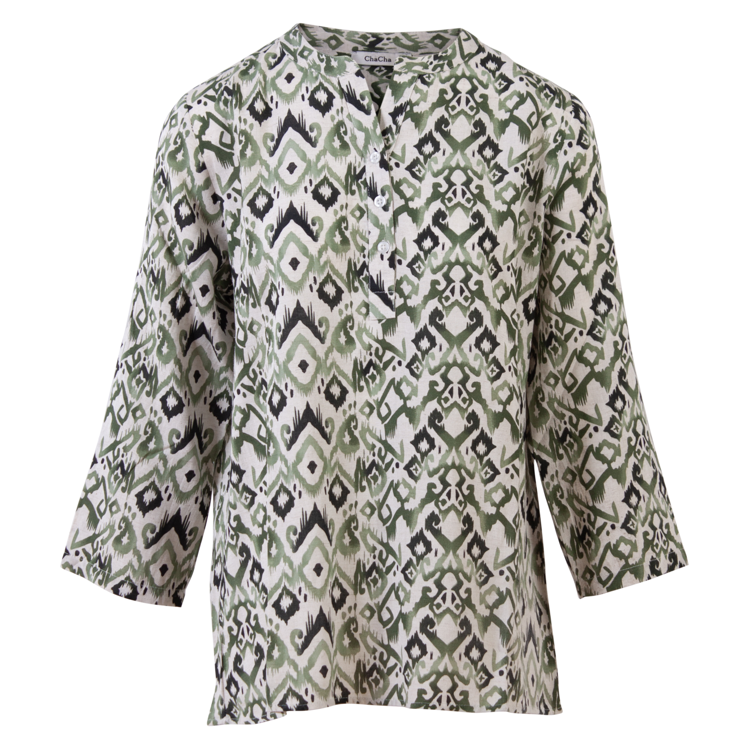 ZbyZ Dame Bluse Plus Size - Green Combi - 42/44