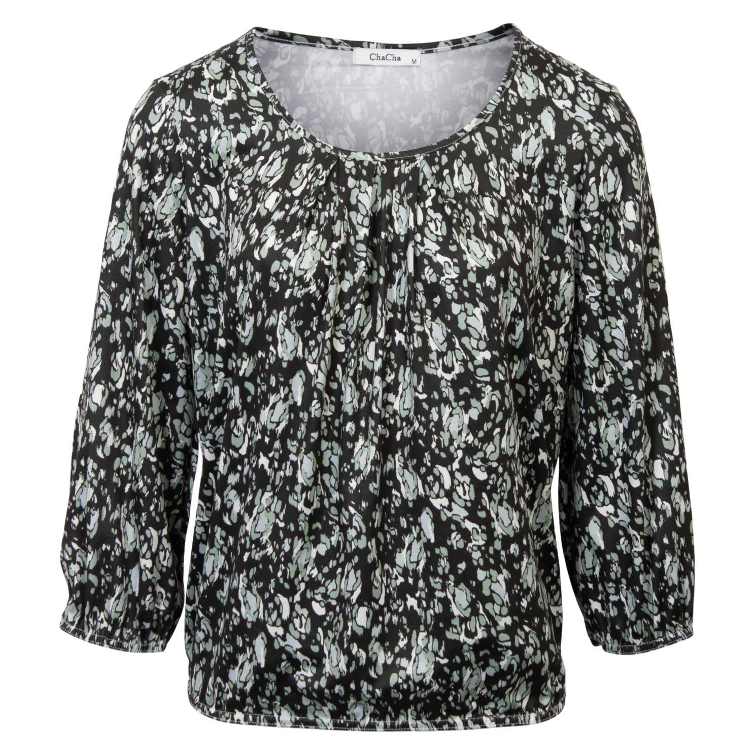 ZbyZ Dame Bluse Plus Size - Green Combi - 46/48