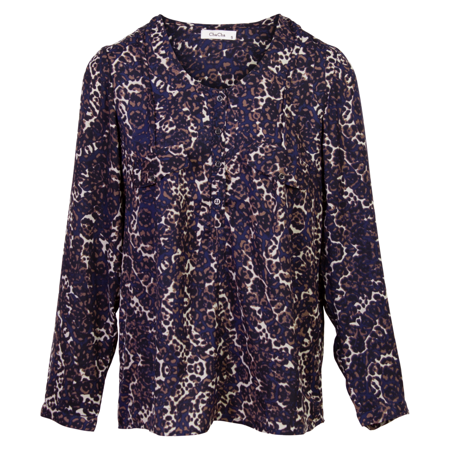ZbyZ Dame Bluse Plus Size - Leopard - 50/52
