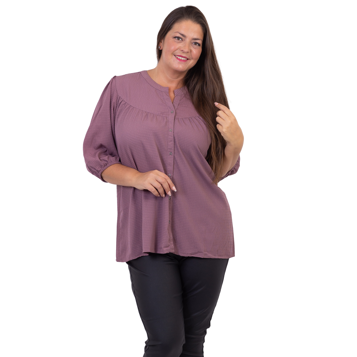 ZbyZ Dame Bluse Plus Size - Plum - 50/52