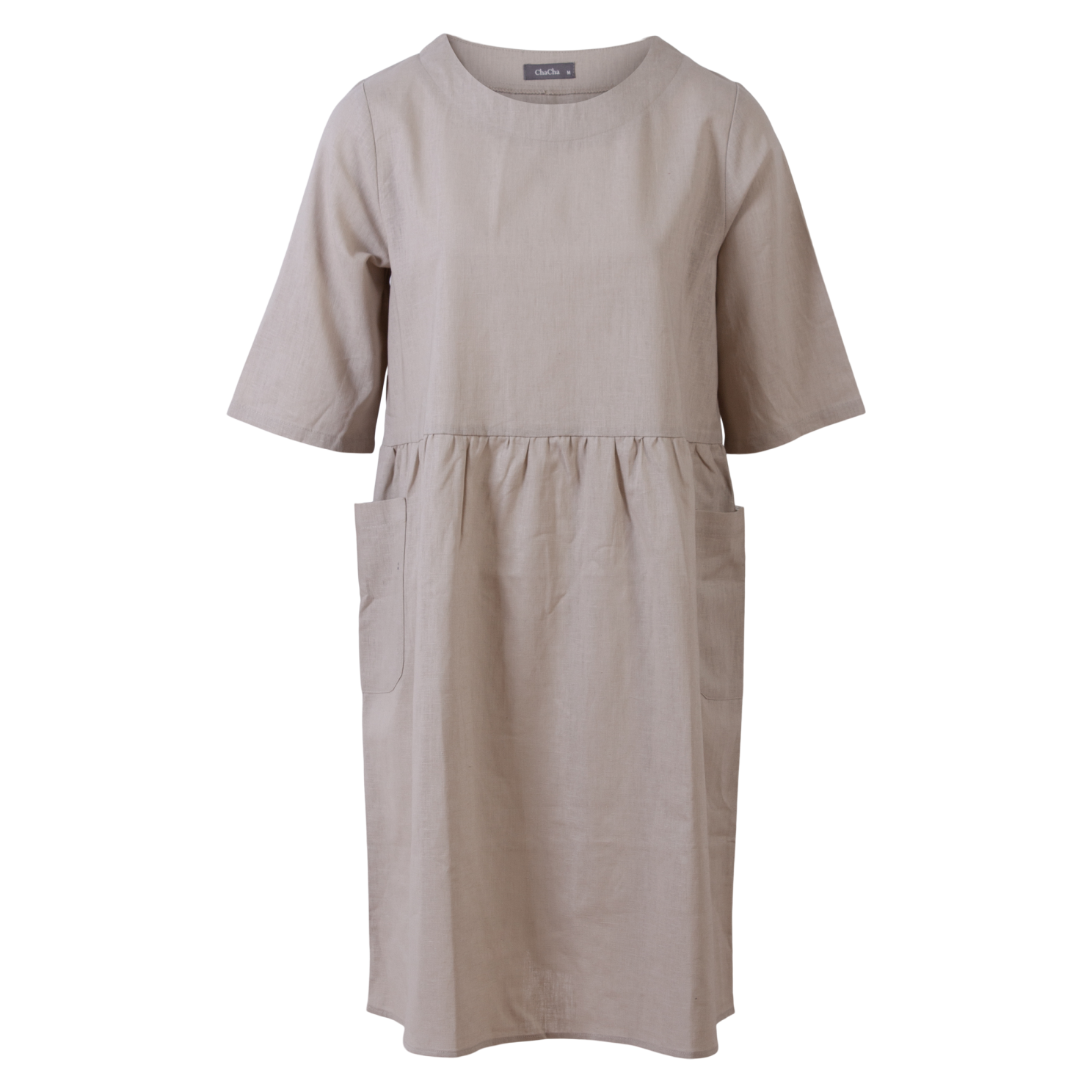 ZbyZ Dame Kjole Plus Size - Beige - 46/48