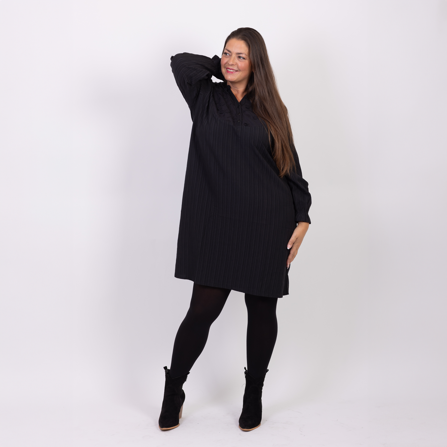 ZbyZ Dame Kjole Plus Size - Black - 50/52