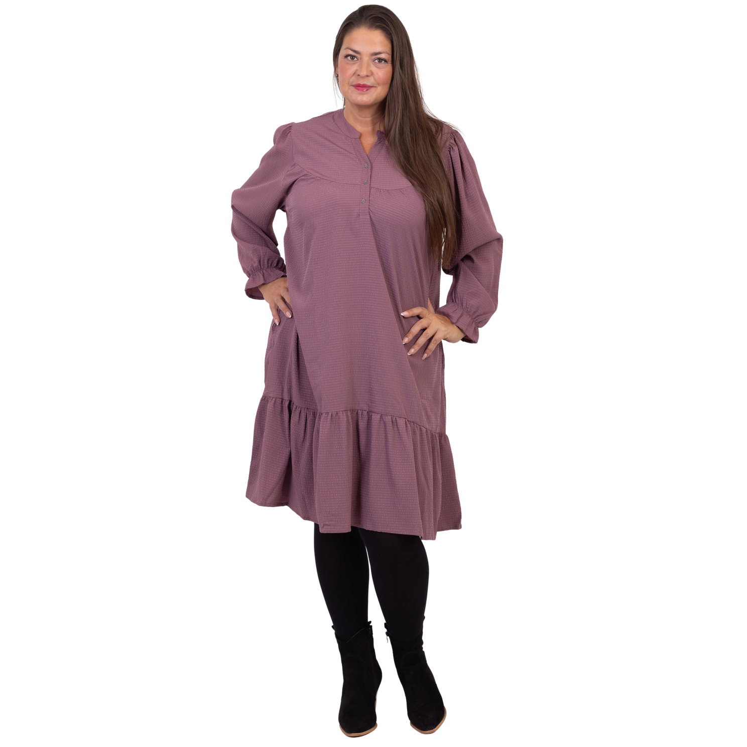 ZbyZ Dame Kjole Plus Size - Plum - 54/56