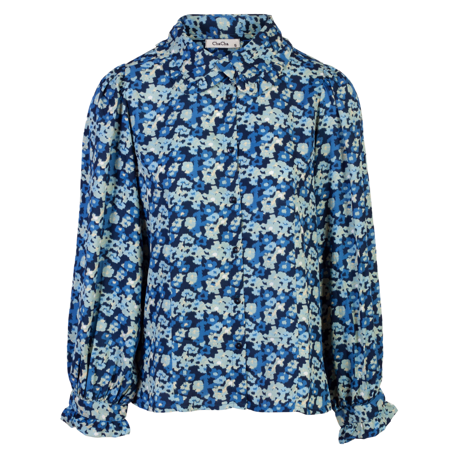 ZbyZ Dame Skjorte Plus Size - Blue Print - 42/44